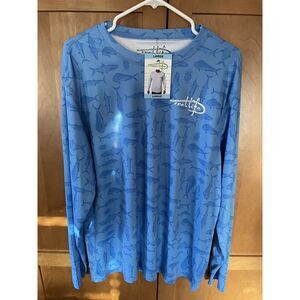 NWT Men's L Reel Life Fishing Sky Blue Shirt UPF 50+ Sun Ray Defender